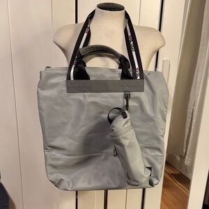 Stylish Gray Pajar Tote Bag w/ Water Bottle Bag